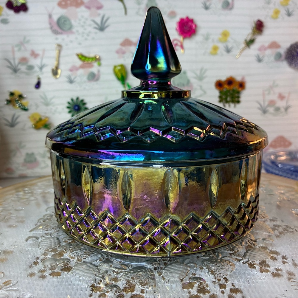 Indiana Glass carnival Trinket Box